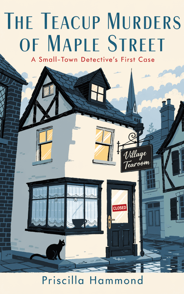Cozy Mystery — Quaint Village Scene book cover template preview
