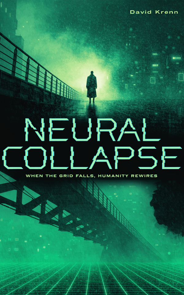Cyberpunk — Lone Figure Rain-Noir book cover template preview
