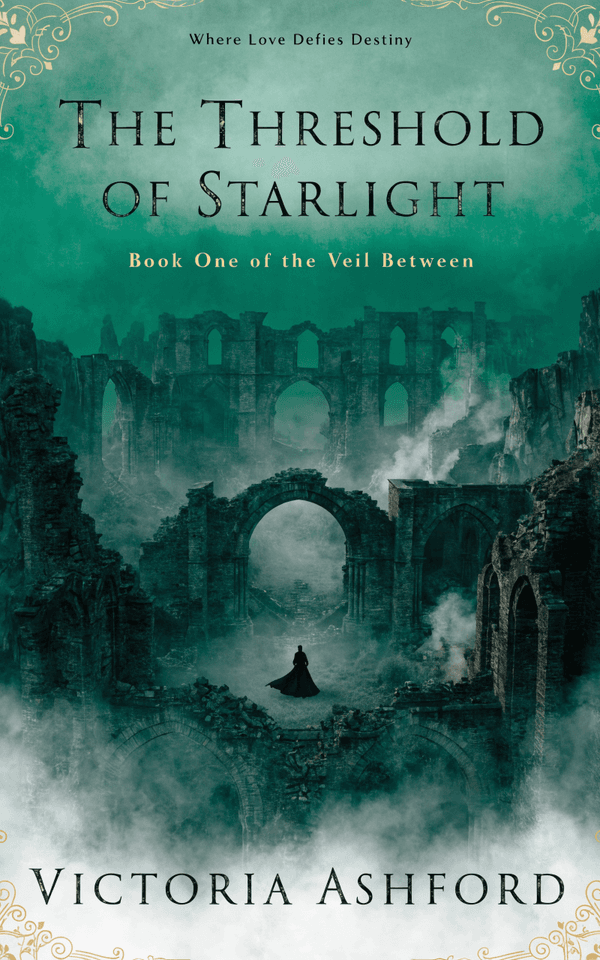 Gothic Landscape with Corner Filigree book cover template preview