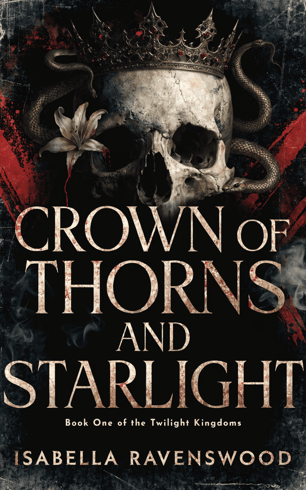 Gothic Crowned Skull with Bloom and Grunge book cover template preview