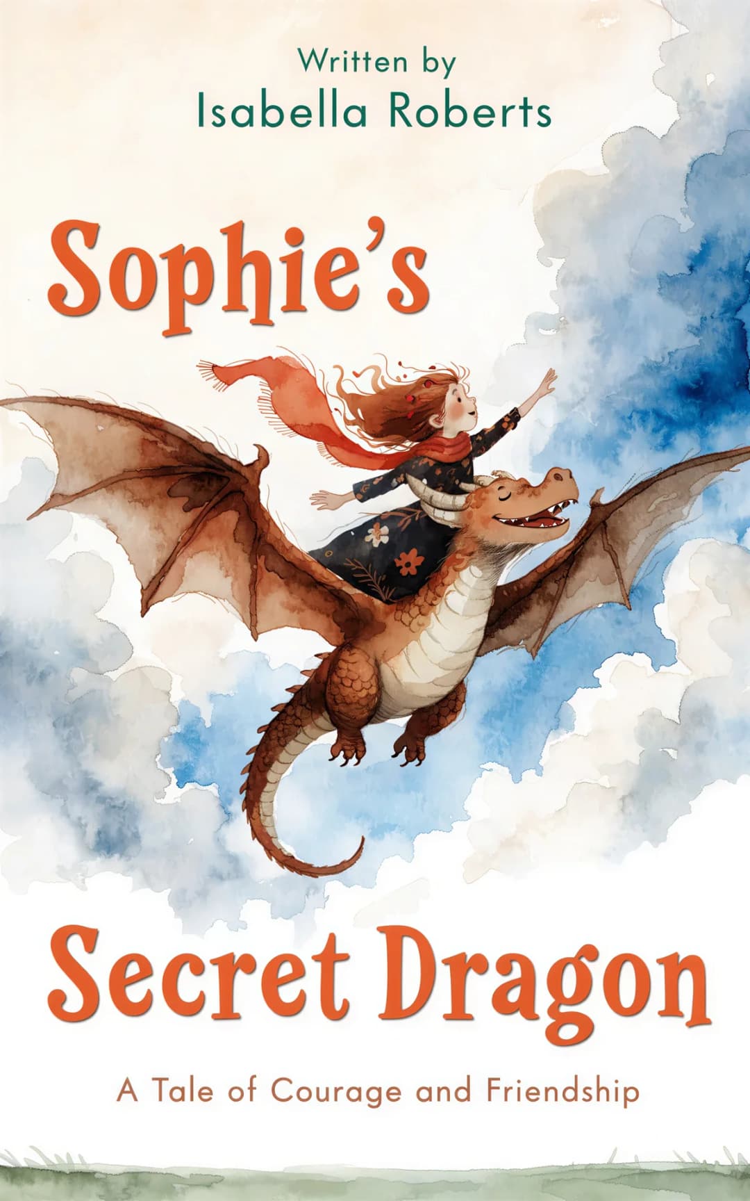 AI book cover generator Children's: cover design for "Sophie's Secret Dragon".