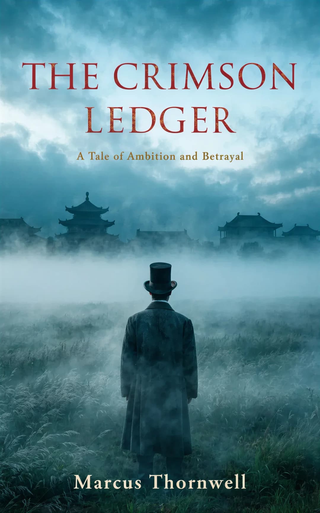AI book cover generator Historical Fiction: cover design for "The Crimson Ledger".