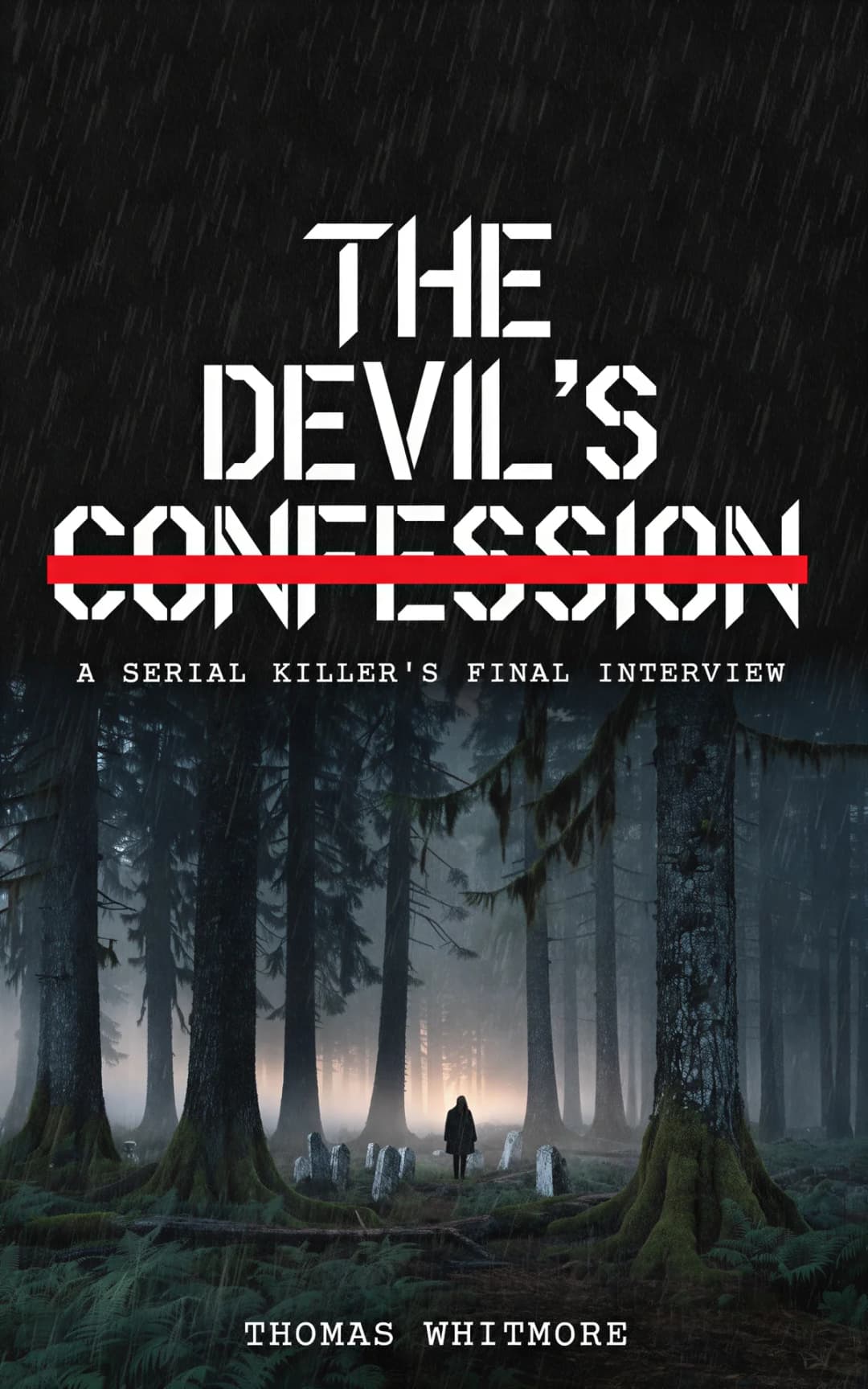 AI book cover generator Thriller: cover design for "The Devil's Confession".