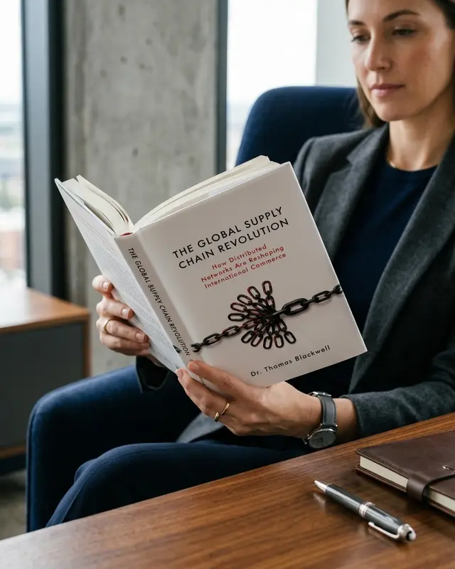 A reader holding the open hardcover at a desk