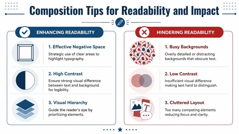 An infographic comparing design techniques that enhance readability versus those that hinder readability for content creators.