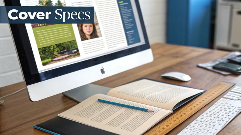 A modern workspace with an iMac displaying content, an open book with a pencil, and a keyboard on a wooden desk.